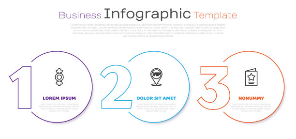 设置线糖果，位置Vip和贺卡。业务信息图表模板。向量图片下载