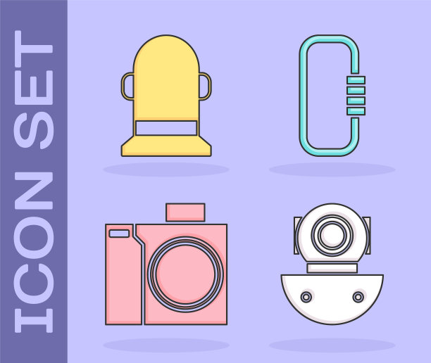 设置潜水器，浮标，相机的潜水员和锁扣图标。向量图片下载