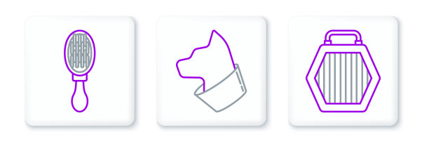 设置线宠物手提箱，毛刷的狗和猫和猫的图标。向量图片下载