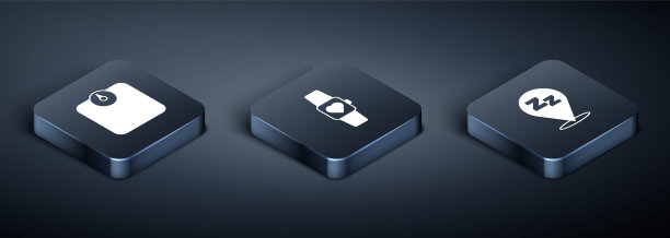 设置浴室等距刻度，困倦和智能手表图标。向量图片下载