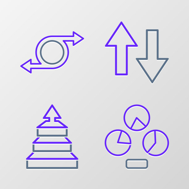 设置线饼图信息图，金字塔信息图，箭头和图标。向量图片下载