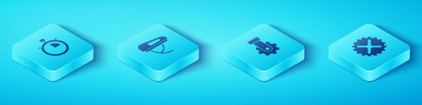 设置等距秒表，自行车头盔，链轮曲柄和变速器自行车后方图标。向量图片下载