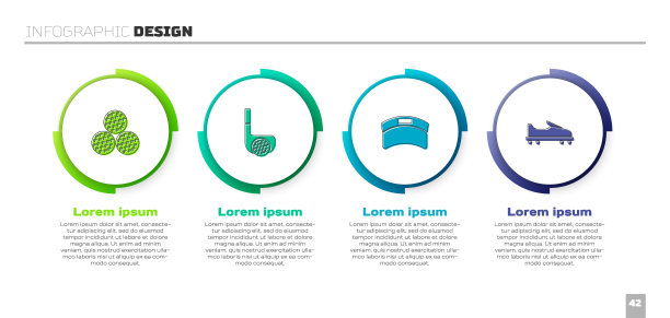 设置高尔夫球，球杆，遮阳帽和鞋。业务信息图表模板。向量图片下载