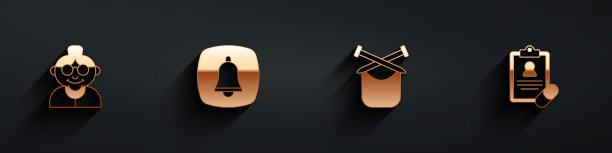 设置祖母，紧急电话，编织和医疗处方图标长阴影。向量图片下载