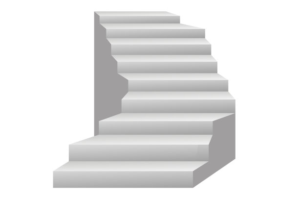 白色的楼梯台阶台阶前平台孤立在白色的背景。矢量图形设计元素插图图片下载