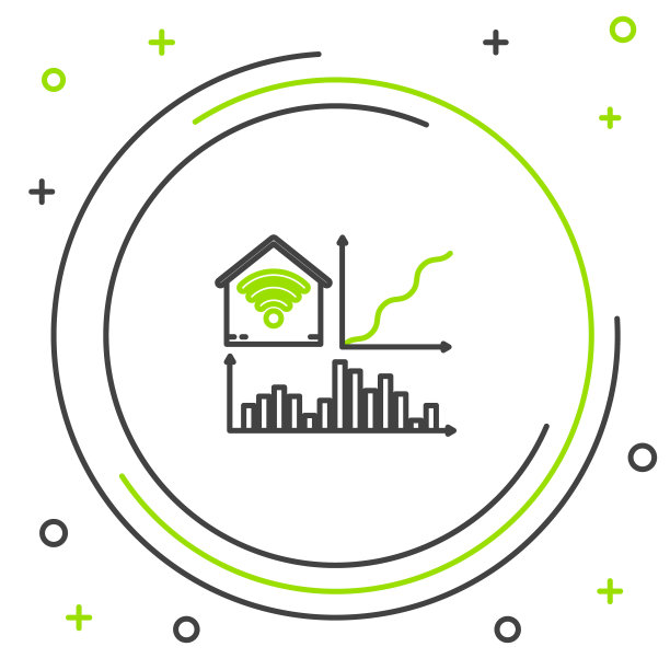 智能家居与wi-fi图标隔离在白色背景。远程控制。色彩缤纷的轮廓概念。矢量图图片下载