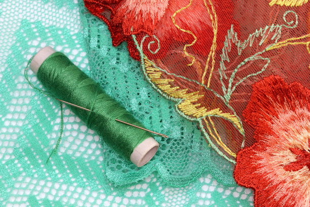 带蕾丝织物的微距照片图片下载