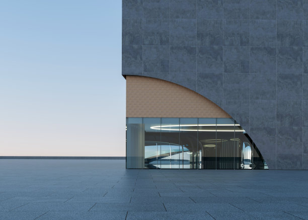 清洁地面广场和建筑立面图片下载