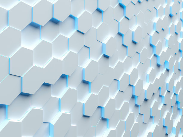 白色三维照明六边形背景图片下载