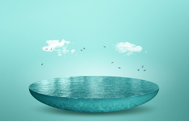 三维插图的河池。水族馆或海洋的一部分。淡水广告。旅游设计模型。图片下载