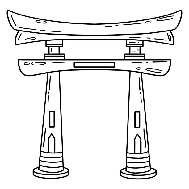 鸟居孤立的儿童着色页图片下载