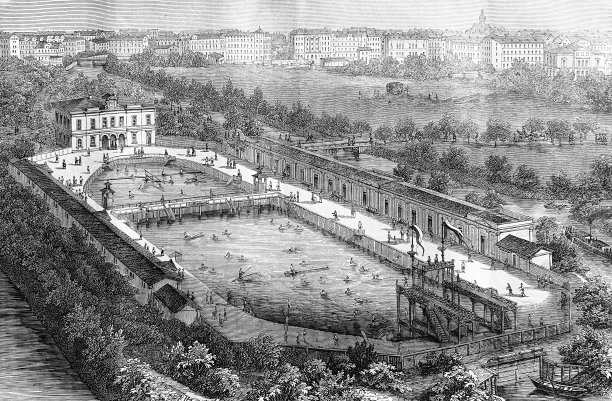 莱比锡的新公共洗浴设施，鸟瞰图图片下载