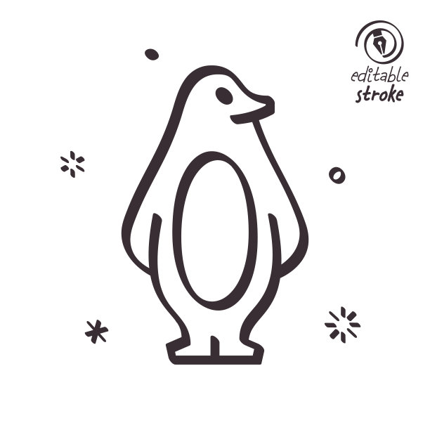 有趣的线条插图企鹅摇摇摆摆图片下载