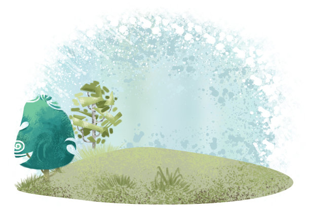 森林景观与树木和森林边缘，水彩插图孤立在白色背景的设计。图片下载