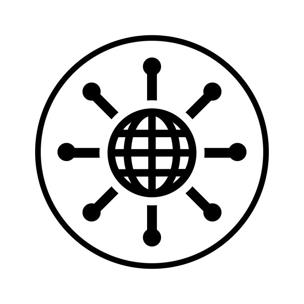 全球网络，国际分销，网络图标。黑色的矢量图形。图片下载
