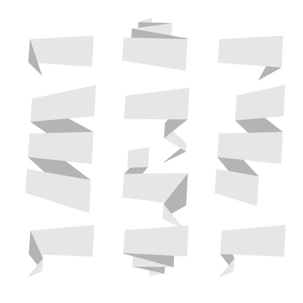 折叠彩带横幅设置。灰色标签模板的集合。矢量图图片下载