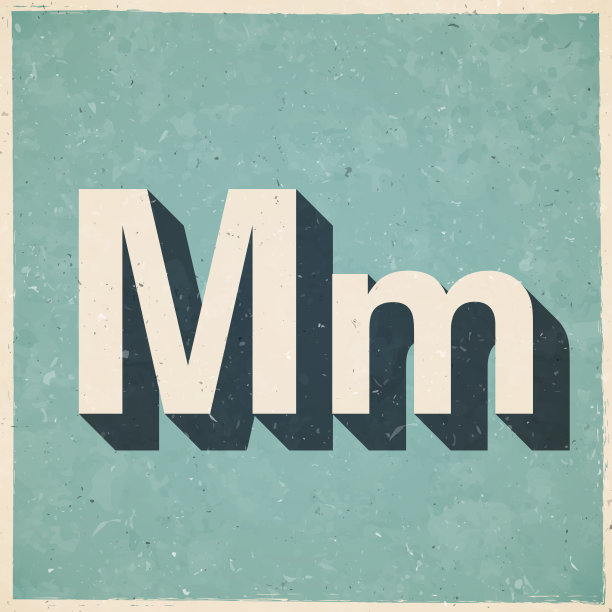 字母M -大写和小写。图标复古复古风格-旧纹理纸图片下载