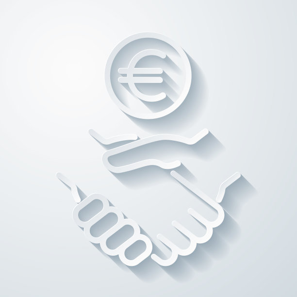 欧元的协议。空白背景上剪纸效果的图标图片下载