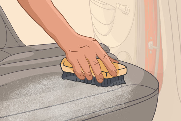 用手刷清洁汽车座椅图片下载