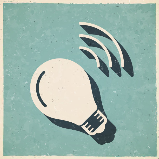 智能灯泡。图标复古复古风格-旧纹理纸图片下载