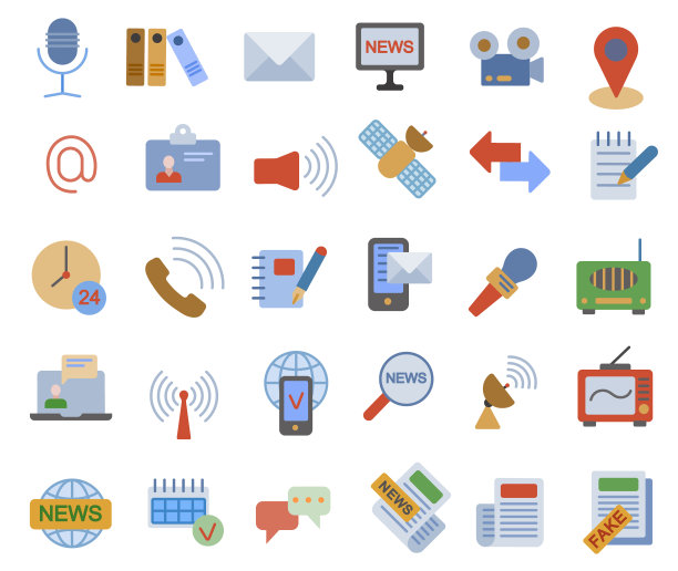新闻平面图标集图片下载