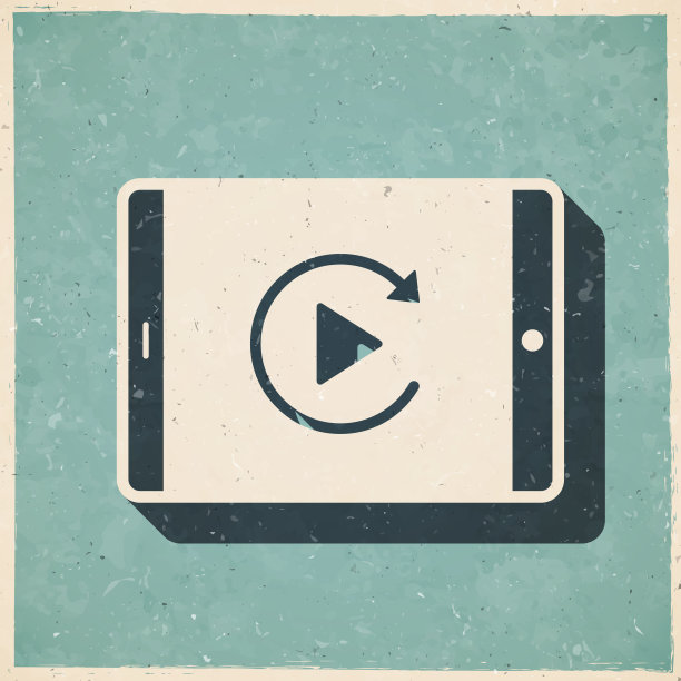 在平板电脑上回放。图标复古复古风格-旧纹理纸图片下载