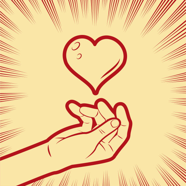 接受爱，背景带有放射状漫画速度线图片下载