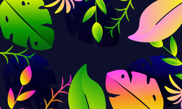 夏季热带背景的棕榈叶和外来植物图片下载