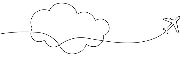飞行的飞机用云连续画一条线。图片下载