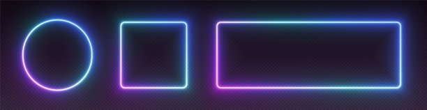 霓虹渐变框架，发光边框设置，色彩缤纷的未来UI设计元素。生动的几何形状图片下载