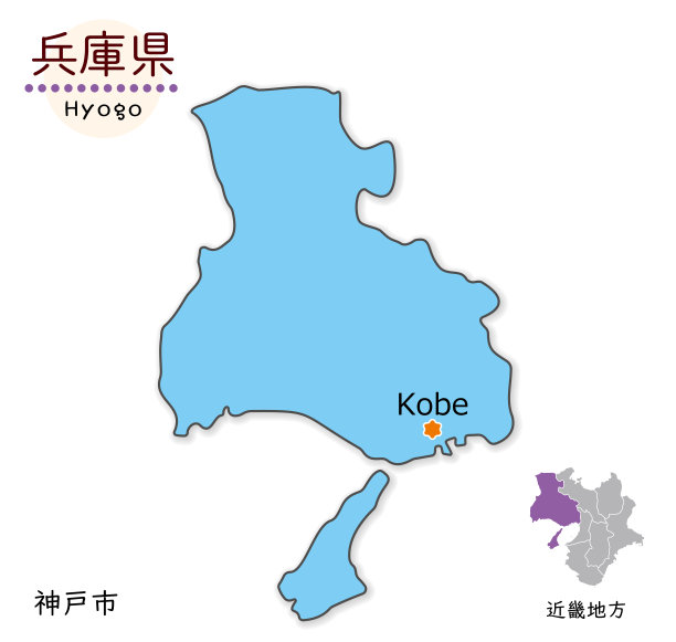 兵库县及县政府所在地，简约地图图片下载