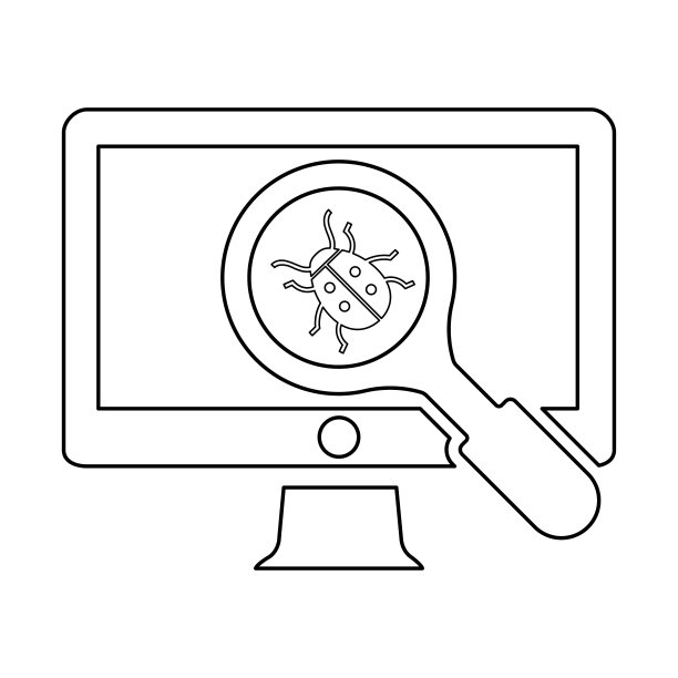 计算机Bug检查图标在大纲风格图片下载