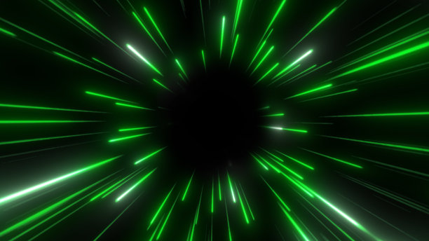 4K循环动画。抽象的绿光流隧道图片下载