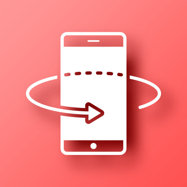 与智能手机360度旋转。图标在红色背景与阴影图片下载