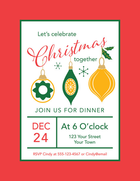 圣诞派对邀请模板与装饰品图片下载