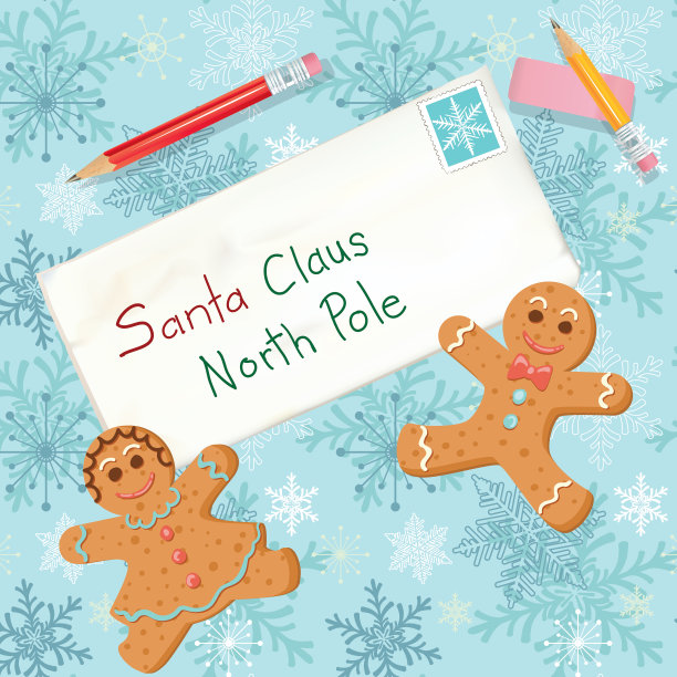 用铅笔和饼干给圣诞老人的信图片下载