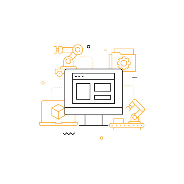 工业4.0相关现代线条风格矢量插图图片下载