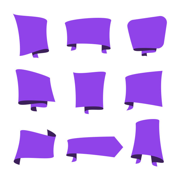 一套紫色横幅-设计元素在白色的背景图片下载