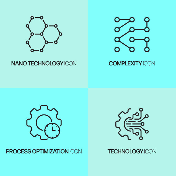 工业4.0相关线性图标，矢量符号图图片下载