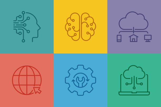 工业4.0相关线性图标，矢量符号图图片下载