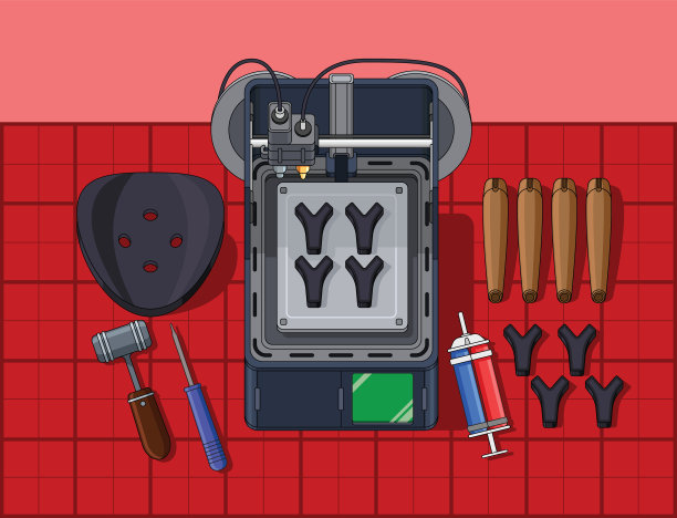 碳纤维3d打印机与连续纤维打印。打印出高性能碳部件的高阻力设计师椅子和创造者家具。前沿打印机。零废物处理和可再生材料。图片下载