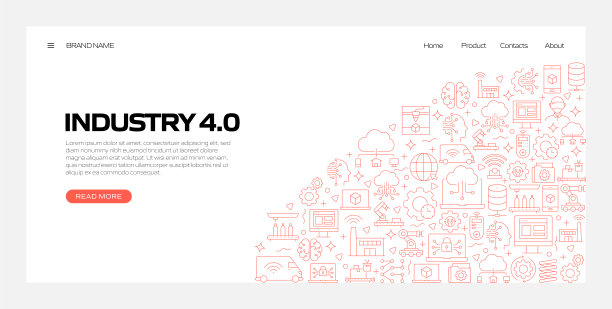 工业4.0相关横幅设计与无缝模式图片下载