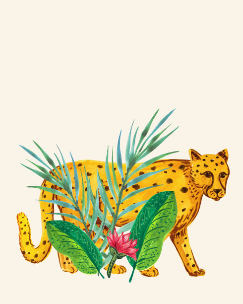 手绘水彩猎豹图片下载