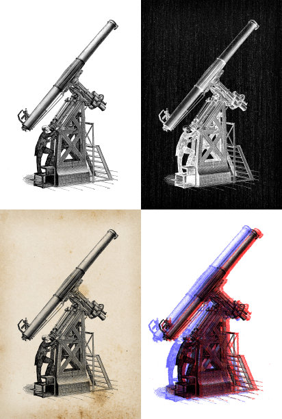 科学发现的古董插图，摄影:望远镜图片下载