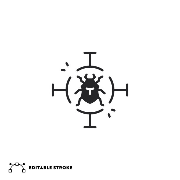 检测到病毒，描边可编辑的直线图标图片下载