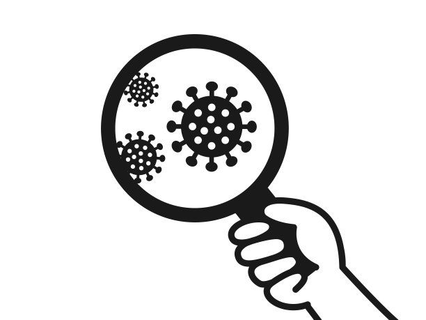 用放大镜看到的病毒。图片下载