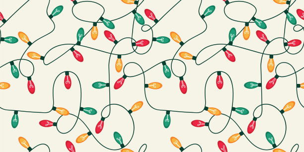 无缝的彩色圣诞彩灯串图片下载