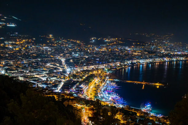 阿拉尼亚城堡夜景照片图片下载