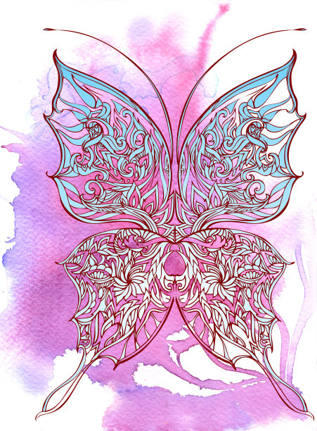 蝴蝶在水彩图片下载