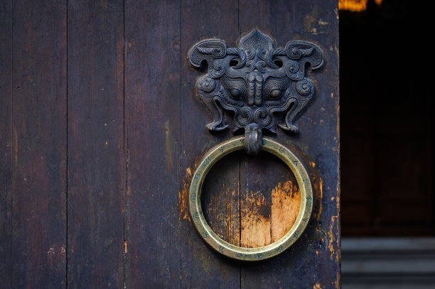 中国古代风格的门和门环图片下载